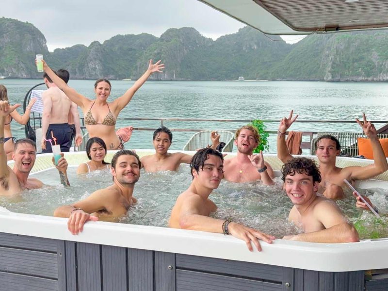 Luxury 4-season Jacuzzi on Dcharme Cruise deck - a highlight of the Half-Day Lan Ha Bay Tour - Half-Day Lan Ha Bay Tour on Dcharme Luxury Cruise 
