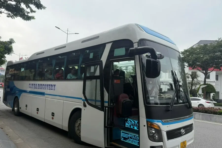 Comfortable tourist bus for long distance travel in Northern Vietnam